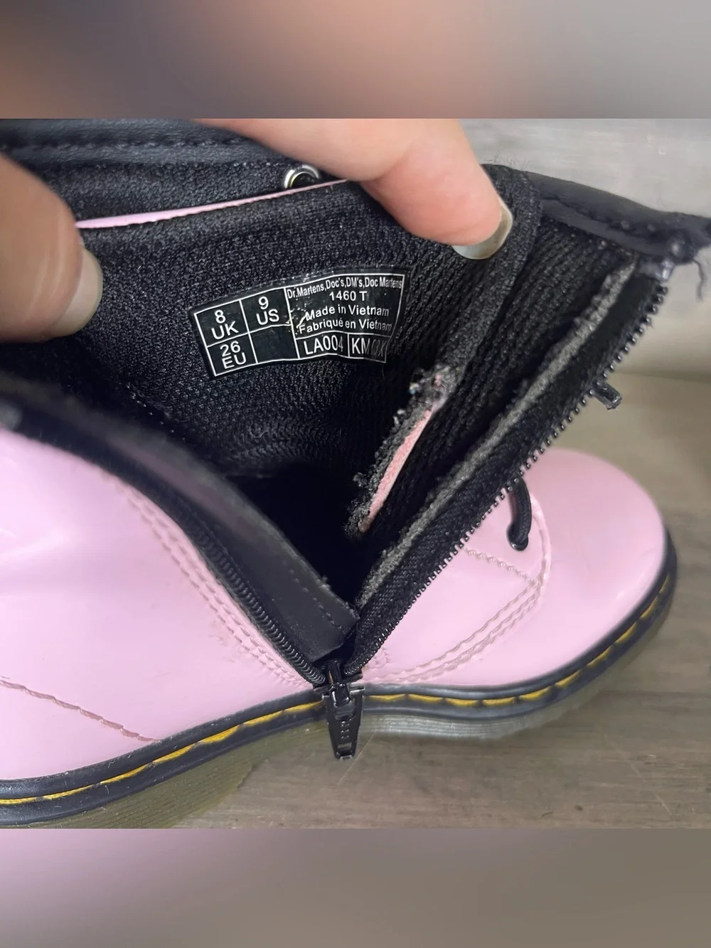 Doc DrMartens Toddler Girls 9 Pale Pink Combat Side Zip High Top Lace Up Boots